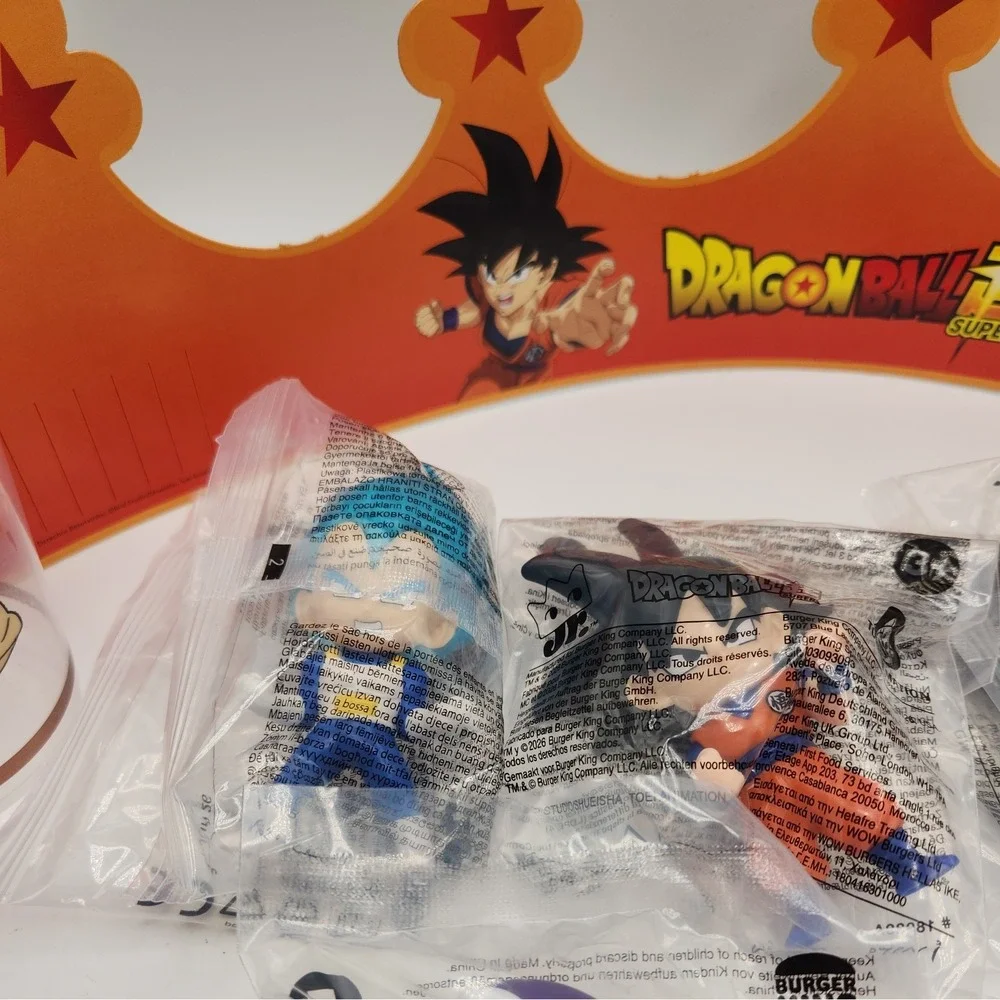 NEW DRAGON BALL Z SUPER BURGER KING FIGURINES!! SET OF ALL 6 TOYS/CROWN/CUPS